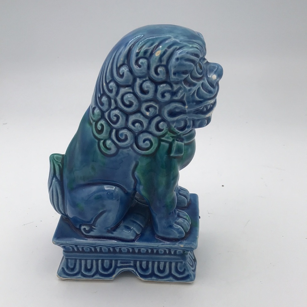 VTG Mid 20th Century Foo Dog Turquoise Glazed Porcelain Made in Japan - Picture 7 of 13